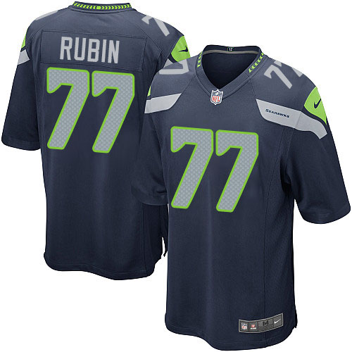 Men's Game Ahtyba Rubin Nike Jersey Navy Blue Home - #77 NFL Seattle Seahawks